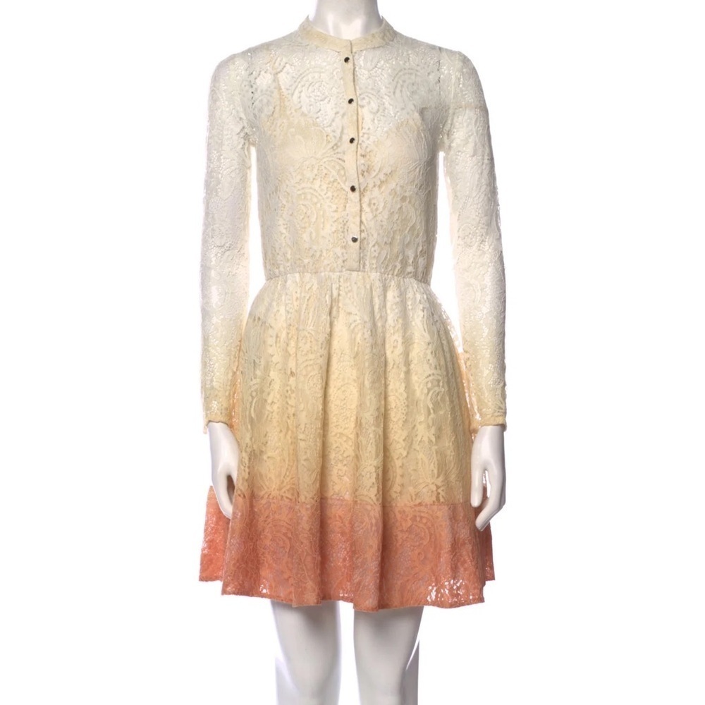 Maje ombré long sleeve lace orange/cream dress size 1/small